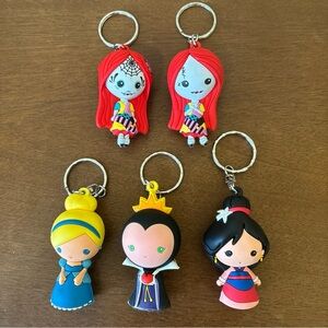Disney 3D Figural Keychains - Cinderella, Evil Queen, Mulan, Sally NBC
